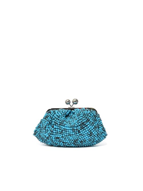 Borsa Pasticcino Bag small WKAESCHIMO con perle in resina ricamate Turchese WEEKEND MAX MARA | 2615511085600004
